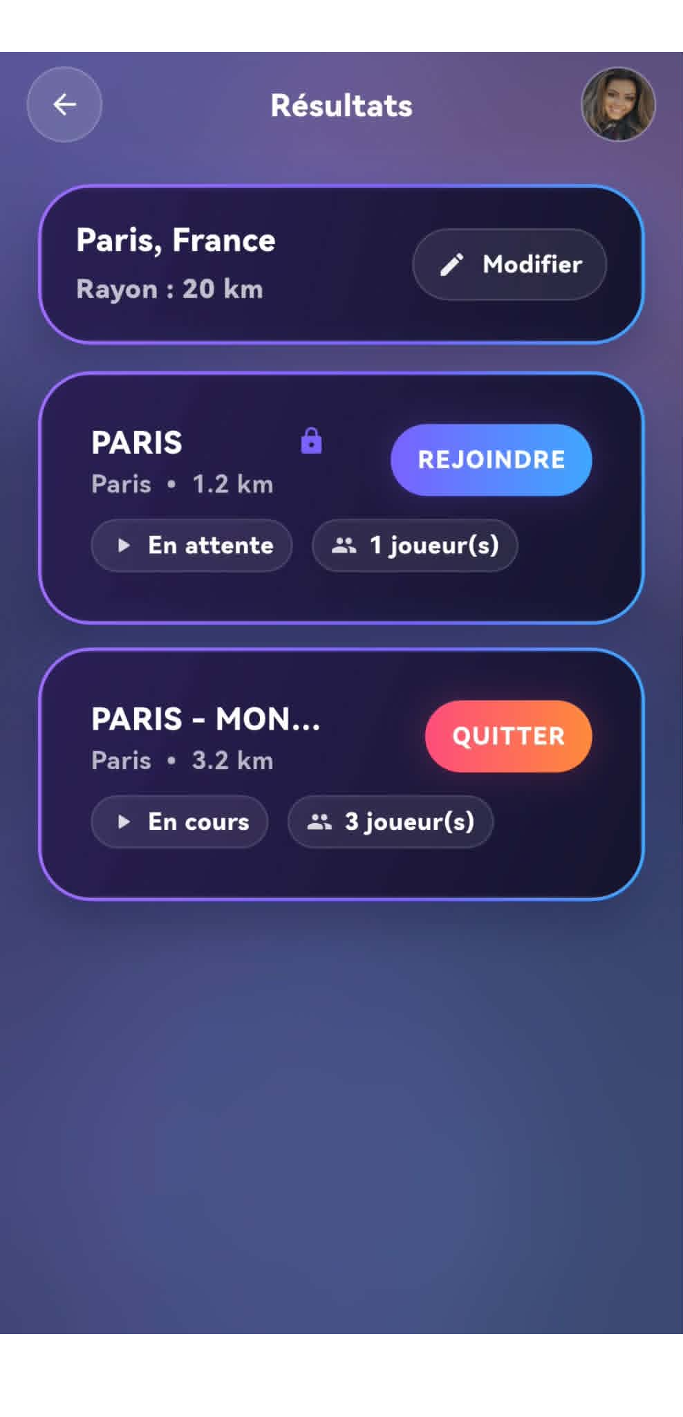 Partie rejointe depuis les résultats