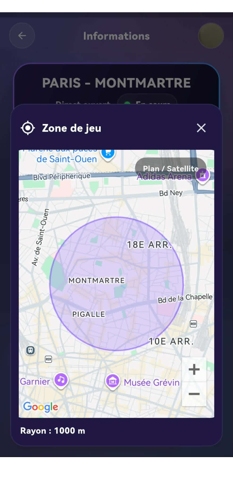 Carte et informations de la partie